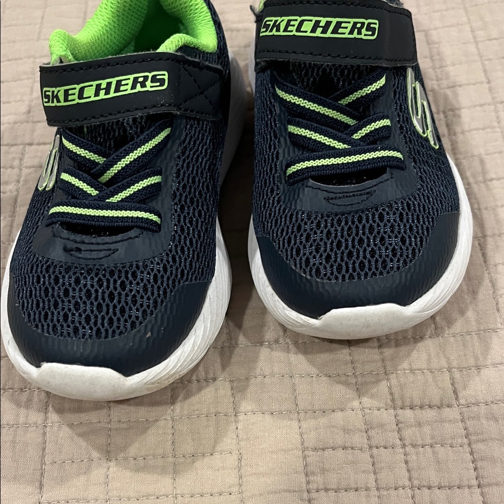 Skechers Kids' Navy and Neon Green Sneakers